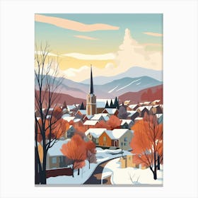 Vintage Winter Travel Illustration Boulder Colorado 2 Canvas Print