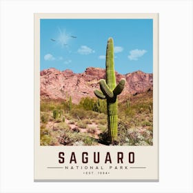 Saguaro Minimalist Travel Poster Canvas Print