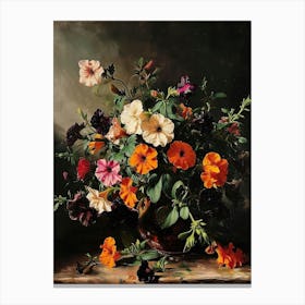 Baroque Floral Still Life Petunia 2 Canvas Print