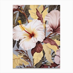 Hibiscus 3 Flower Painting Canvas Print