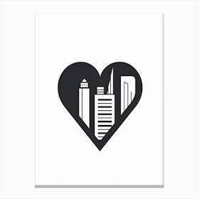 Simple City Skyline Linework Heart 3 Canvas Print