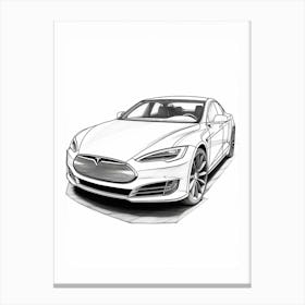 Tesla Model S Line Drawing 1 Canvas Print