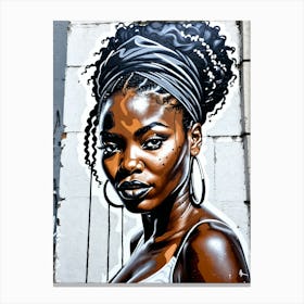 Graffiti Mural Of Beautiful Black Woman 386 Canvas Print