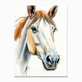 Watercolor Horse Portrait 1 Canvas Print