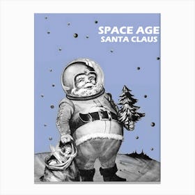 Astronaut Santa Claus On A Moon Canvas Print