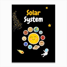 Solar System balck yellow Canvas Print