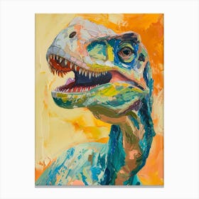 Orange Blue Abstract Dinosaur Portrait 1 Canvas Print