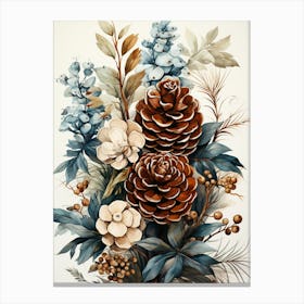 Winter Pine COne Flowers Canvas Print