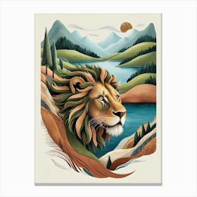 Majestic Lion Hybrid Vibrant Fantasy Wildlife Canvas Print