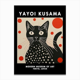 Yayoi Kusama Inspired Black Cat Canvas Print