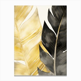 Gold And Black Leaves 3 Canvas Print