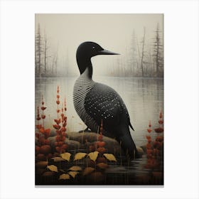 Dark And Moody Botanical Common Loon 2 Canvas Print