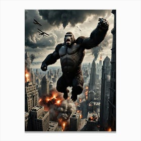 Giant Gorilla vs. The Skyscraper: A Battle in the Skies Canvas Print