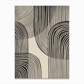 Beige Black Abstract Wavy Lines Canvas Print