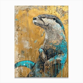 Otter Gold Effect Collage 1 Canvas Print