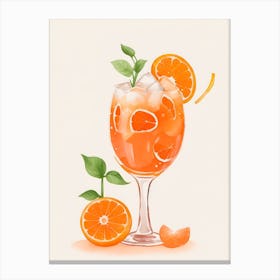 Aperol With Ice And Orange Watercolor Vertical Composition 45 Canvas Print