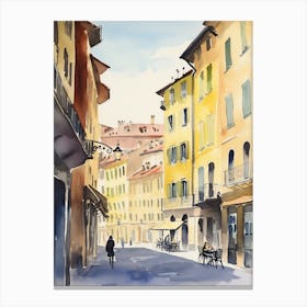 Turin, Italy Watercolour Streets 2 Canvas Print