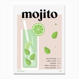 Mojito in Beige Cocktail Recipe Canvas Print