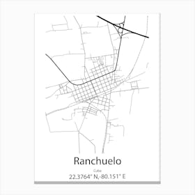 Ranchuelo,Cuba Minimalist Map Canvas Print