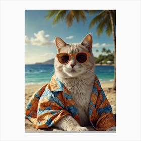 Cat On The Beach 1 Canvas Print