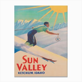 Sun Valley Idaho Vintage Ski Poster Canvas Print