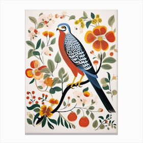 Scandinavian Bird Illustration Eurasian Sparrowhawk 2 Canvas Print