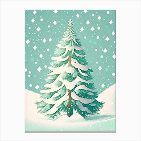 Snowfalkes By Christmas Tree, Snowflakes, Retro Drawing 2 Canvas Print