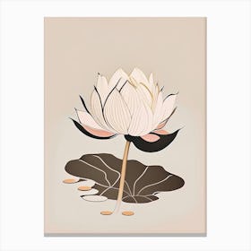 Blooming Lotus Flower In Pond Retro Minimal 4 Canvas Print