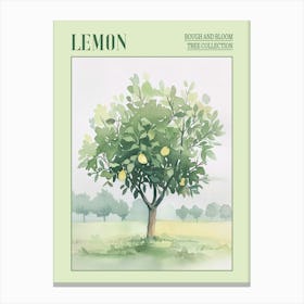 Lemon Tree Atmospheric Watercolour Painting 4 Poster Canvas Print