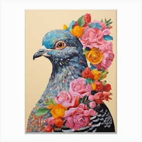 Bird With A Flower Crown Pigeon 2 Canvas Print