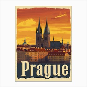 Aihrgdesign A Retro Travel Poster For Prague Featuring The Go 7dc88c83 Aa2b 4a92 8bb1 352ae03f198f 1 Canvas Print