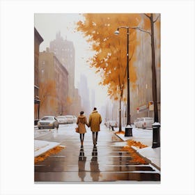 Couple Walking Down The Street . Canvas Print