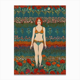 Woman In A Field Of Flowers Canvas Print