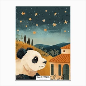 Giant Panda Looking At A Starry Sky Poster 1 Canvas Print