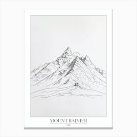 Mount Rainier Usa Line Drawing 2 Poster Canvas Print