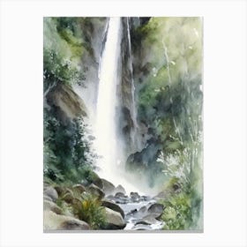 Sutherland Falls, New Zealand Water Colour  (1) Canvas Print