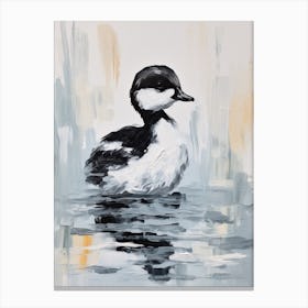 Abstract Grey Gouache Painting Of A Duckling 2 Canvas Print