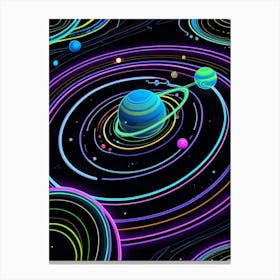 Default Neon Black Light Sgraffito Solar System 3d Illustratio 1 (7) Canvas Print