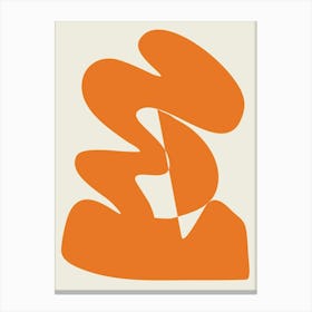 Minimalist Mid Century Modern Abstract Shape Art in Orange Canvas Print