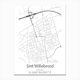 Sint Willebrord,Netherlands Minimalist Map Canvas Print