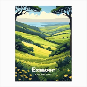 Exmoor National Park Nature Travel Art Illustration Canvas Print