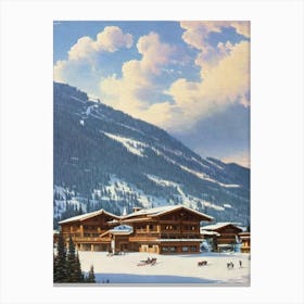 Les Trois Vallées, France Ski Resort Vintage Landscape 2 Skiing Poster Canvas Print