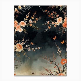 Asian Floral Wallpaper Canvas Print