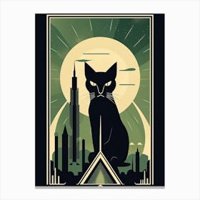 The Tower, Black Cat Tarot Card 1 Canvas Print