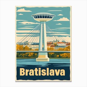 Aihrgdesign A Retro Travel Poster For Bratislava 3 Canvas Print