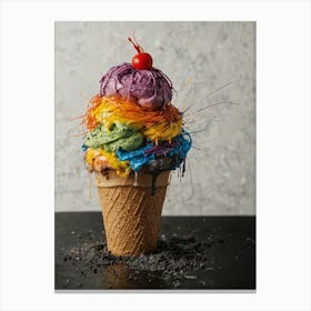 Rainbow Ice Cream Cone 2 Canvas Print