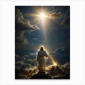 Jesus Standing On Top Of A Mountain Canvas Print