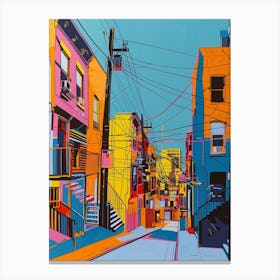 Bushwick New York Colourful Silkscreen Illustration 4 Canvas Print