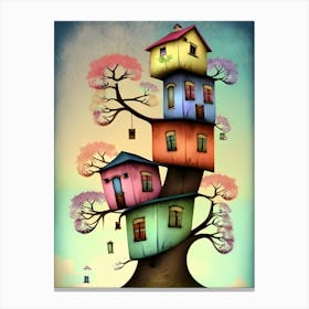 Houses On A Tree 1 Canvas Print