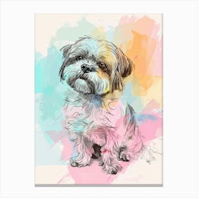 Shih Tzu Dog Pastel Line Painting 2 Canvas Print